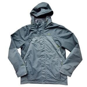 Quechua Decathlon Mens Grey Waterproof Hooded Hiking Rain Jacket Size Medium